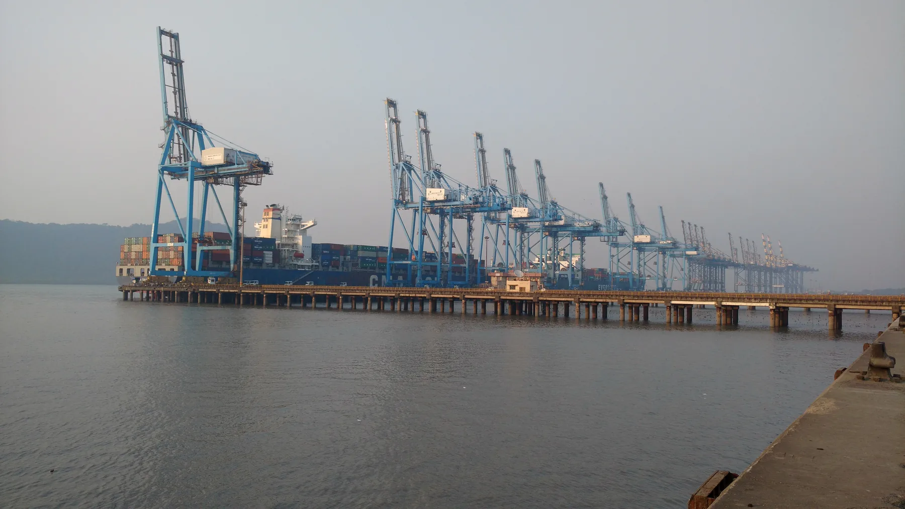 Container port logistics and international shipping operations